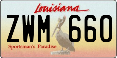 LA license plate ZWM660
