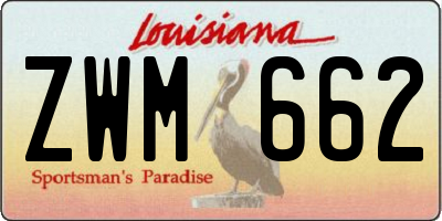 LA license plate ZWM662