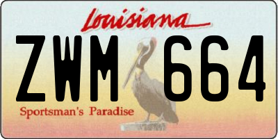 LA license plate ZWM664