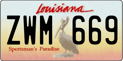 LA license plate ZWM669