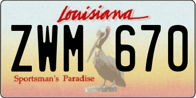 LA license plate ZWM670