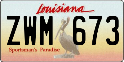 LA license plate ZWM673