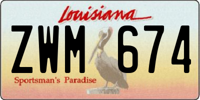 LA license plate ZWM674