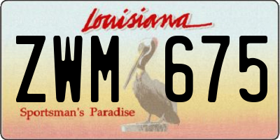 LA license plate ZWM675