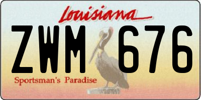 LA license plate ZWM676