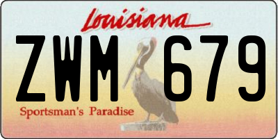 LA license plate ZWM679