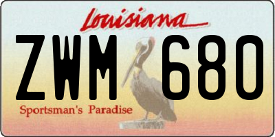 LA license plate ZWM680