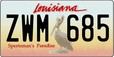 LA license plate ZWM685