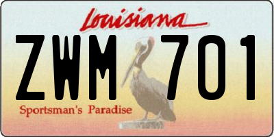 LA license plate ZWM701