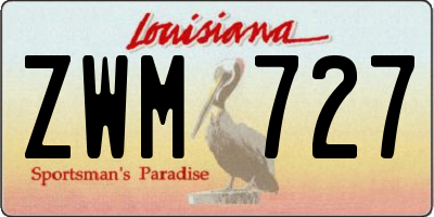 LA license plate ZWM727