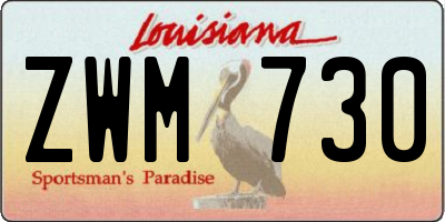 LA license plate ZWM730