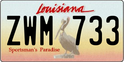 LA license plate ZWM733