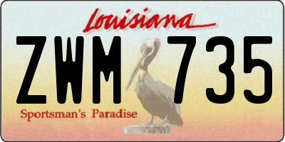 LA license plate ZWM735