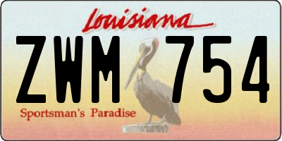 LA license plate ZWM754