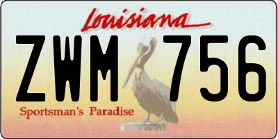 LA license plate ZWM756