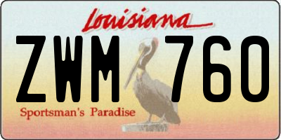 LA license plate ZWM760