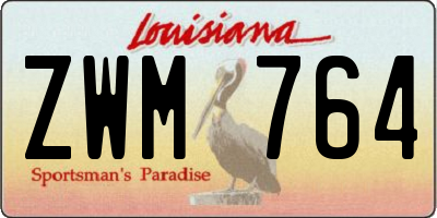 LA license plate ZWM764