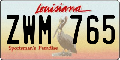 LA license plate ZWM765