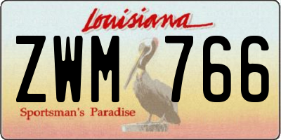 LA license plate ZWM766