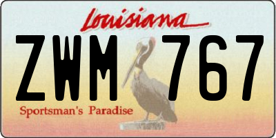 LA license plate ZWM767