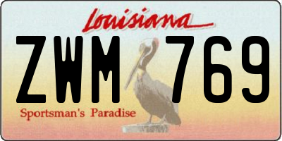 LA license plate ZWM769
