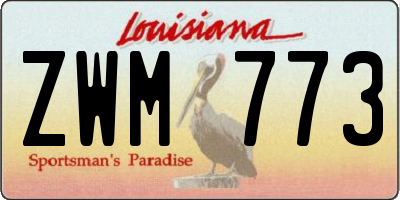 LA license plate ZWM773