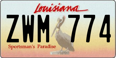 LA license plate ZWM774