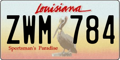LA license plate ZWM784