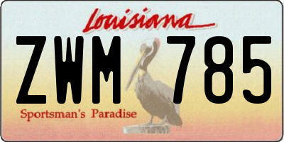LA license plate ZWM785