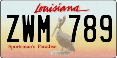 LA license plate ZWM789
