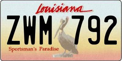 LA license plate ZWM792