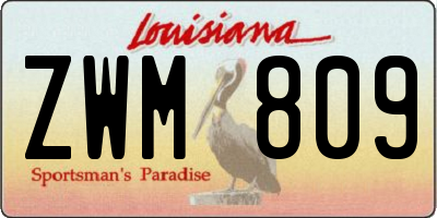 LA license plate ZWM809