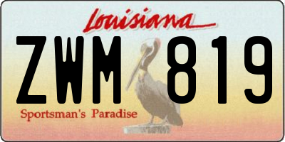 LA license plate ZWM819