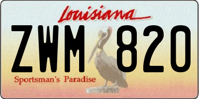 LA license plate ZWM820