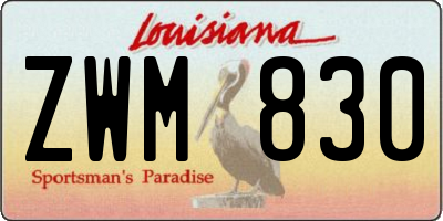 LA license plate ZWM830
