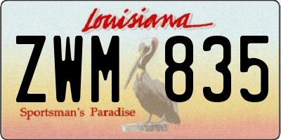 LA license plate ZWM835