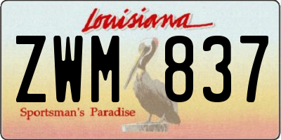 LA license plate ZWM837
