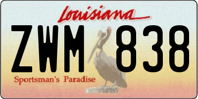 LA license plate ZWM838