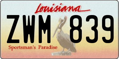 LA license plate ZWM839