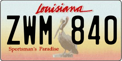 LA license plate ZWM840