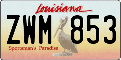 LA license plate ZWM853