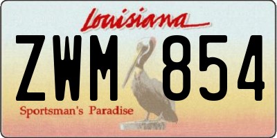 LA license plate ZWM854