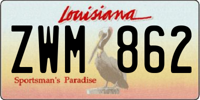 LA license plate ZWM862