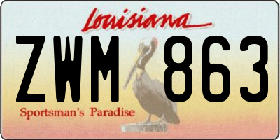 LA license plate ZWM863