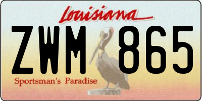 LA license plate ZWM865