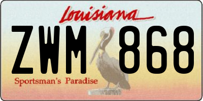 LA license plate ZWM868