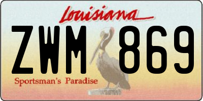 LA license plate ZWM869