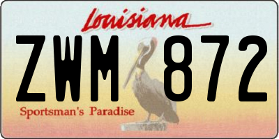 LA license plate ZWM872