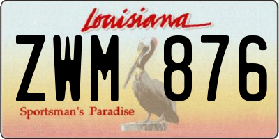 LA license plate ZWM876