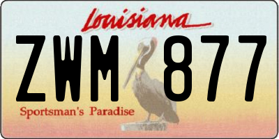 LA license plate ZWM877